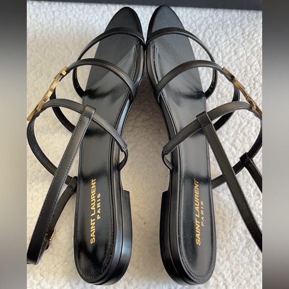 Saint Laurent Cassandra  YSL Logo Calfskin Flat Sandals - Picture 8 of 16